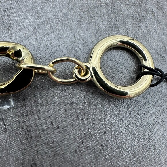 The Limited Gold Tone Thick Chunky Chain Link Toggle Tassel Charm Cuff Bracelet - Picture 11 of 12